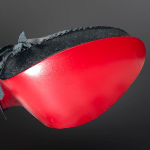 (1) Christian Louboutin Sultane Black Suede Braided Leather Trim Ankle RT Boot - Picture 5 of 13